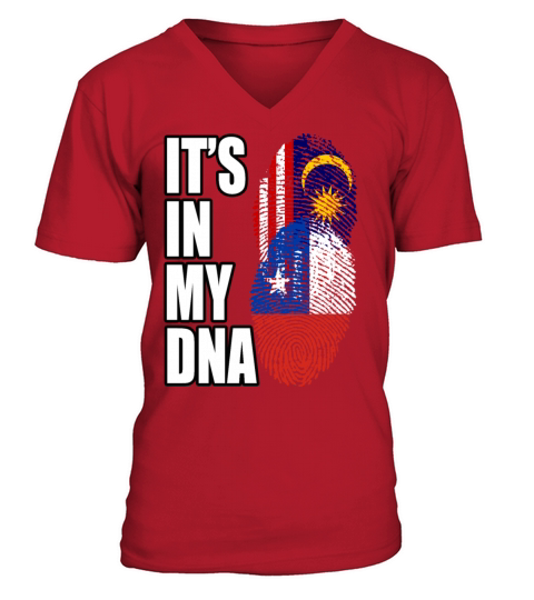 Malaysian And Chilean Mix Heritage DNA Flag V-Neck T-shirt