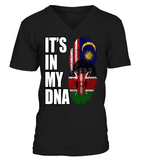 Malaysian And Kenyan Mix Heritage DNA Flag V-Neck T-shirt