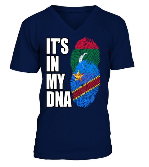 Maldivian And Congolese Mix Heritage DNA Flag V-Neck T-shirt