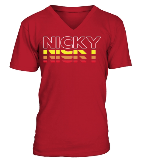 Nicky First Name Funny Vintage Sunset Nicky V-Neck T-shirt