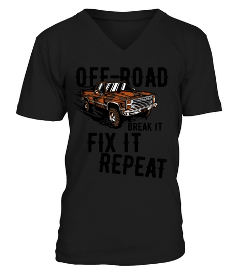 Off-Road Break It Fix It Repeat Vintage Distressed V-Neck T-shirt