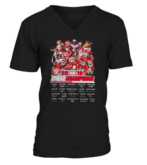 Oklahoma Sooners 2019 Big 12 Champions all signature shirt V-Neck T-shirt