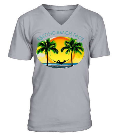 Resting Beach Face Funny Beach Summer Vacation V-Neck T-shirt