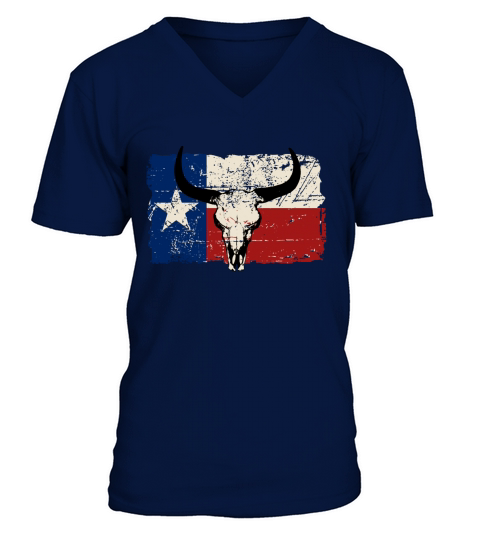 Texas Bull Flag - Vintage Look Womens T-Shirts V-Neck T-shirt