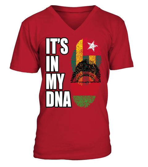 Togolese And Malawian Mix Heritage DNA Flag V-Neck T-shirt