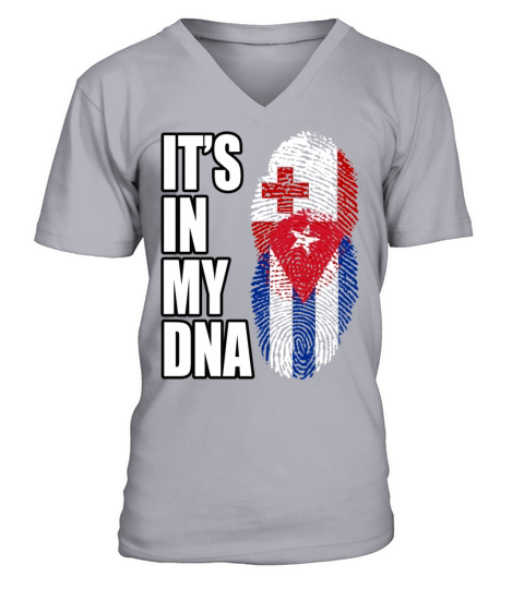 Tongan And Cuban Mix Heritage DNA Flag V-Neck T-shirt