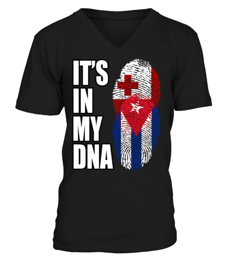 Tongan And Cuban Mix Heritage DNA Flag V-Neck T-shirt