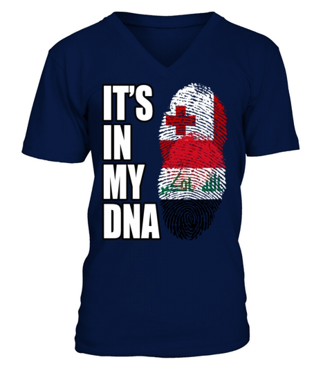 Tongan And Iraqi Mix Heritage DNA Flag V-Neck T-shirt