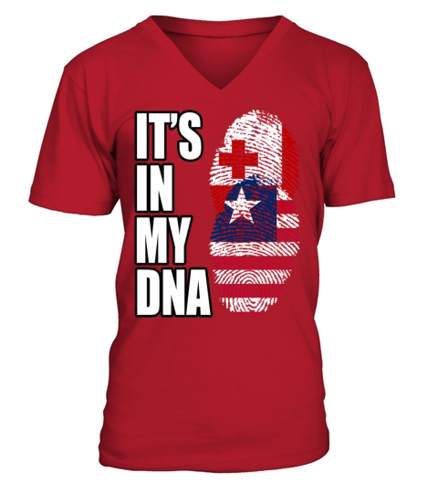 Tongan And Liberian Mix Heritage DNA Flag V-Neck T-shirt