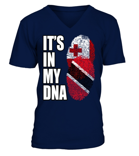 Tongan And Trinidad Tobago Mix Heritage DNA Flag V-Neck T-shirt