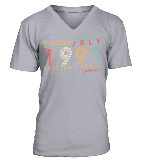 Vintage 1991 July V-Neck T-shirt