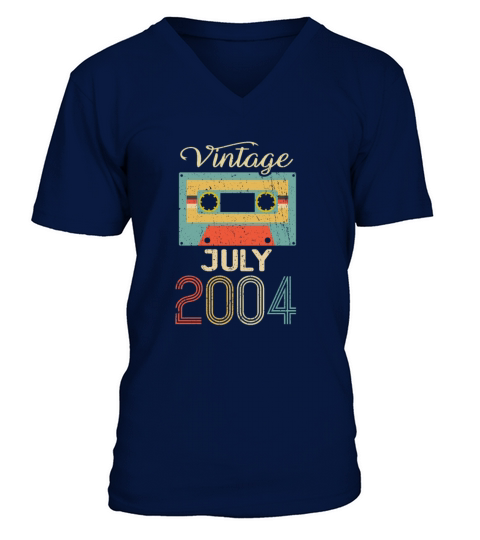 Vintage July 2004 18th Birthday 18 Year Gift V-Neck T-shirt