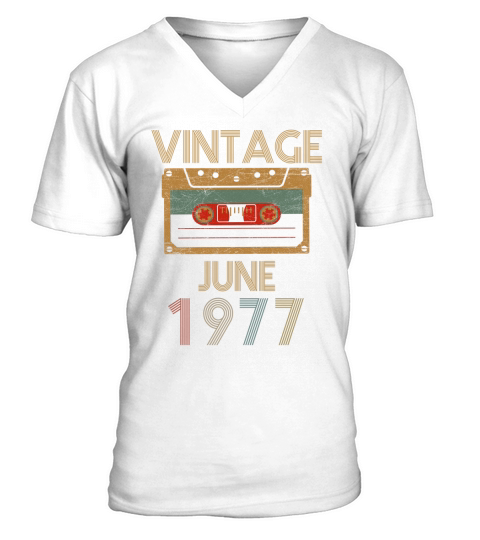 Vitage June 1977 Birthday V-Neck T-shirt