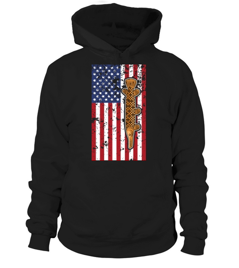 Vertical Flag Alligator Gar Fishermen Hoodie Unisex