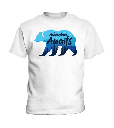 Adventure Awaits Nature Mountains Bear Graphic Kids T-Shirt