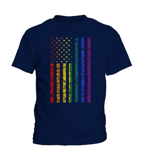 Rainbow American Flag LGBT USA for pride month 2019 Kids T-Shirt
