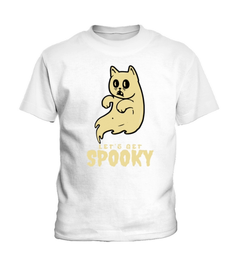 Vintage Let s Get Spooky Retro Ghost Cat Halloween Kids T-Shirt