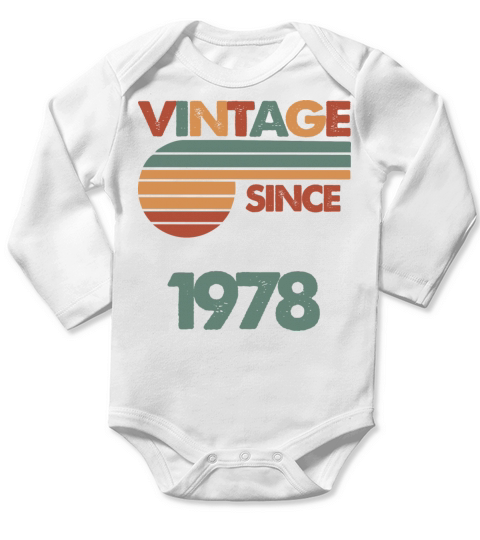 44th Vintage Birthday 1978 Long Sleeve Baby One-Piece