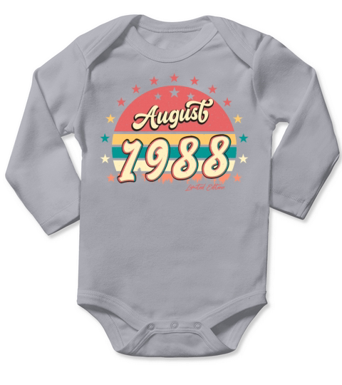 Birthday Greeting 1988 August Long Sleeve Baby One-Piece