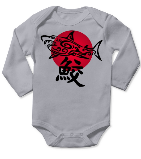 Black shark and red sun Long Sleeve Baby One-Piece