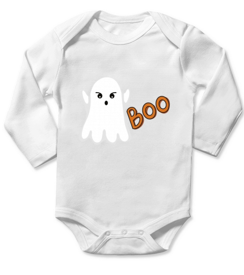 Boo Funny Halloween Little Ghost Long Sleeve Baby One-Piece