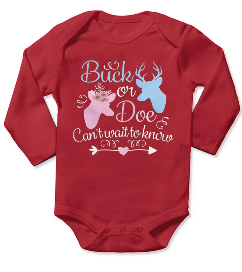 Buck or Doe Gender Reveal Baby Shower Shirt Long Sleeve Baby One-Piece