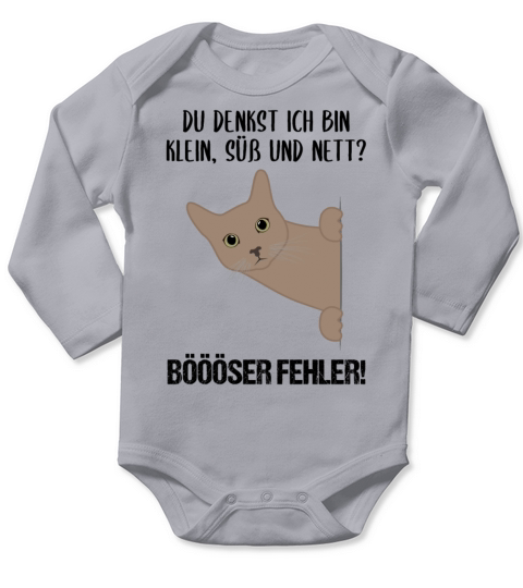 Cat Small Sweet Nice Bad Mistake Quote Gift Long Sleeve Baby One-Piece