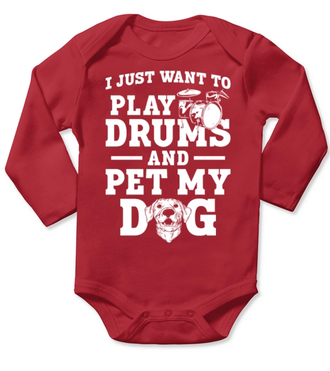 Drummer Drum Set Dog Vintage I Long Sleeve Baby One-Piece