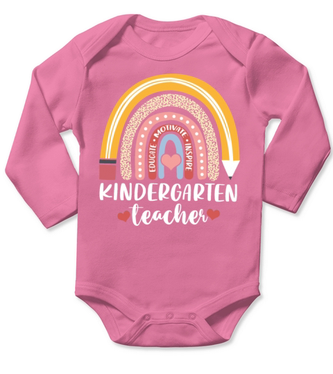Educate Motivate Inspire Kindergarten Teacher Long Sleeve Baby One-Piece
