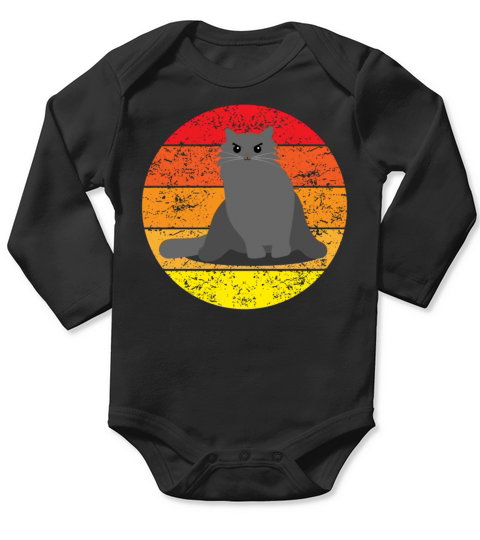 Evil Looking Cat Funny Cat Lovers Retro Gift Idea Long Sleeve Baby One-Piece