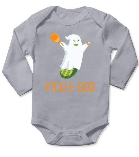 Funny Pickle Ghost Play Pickleball on Halloween Long Sleeve Baby One-Piece