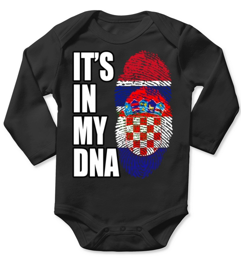 Gambian And Croatian Mix Heritage DNA Flag Long Sleeve Baby One-Piece