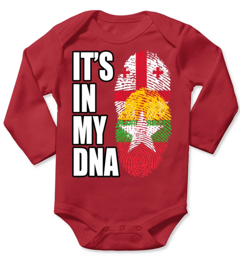 Georgian And Burmese Mix Heritage DNA Flag Long Sleeve Baby One-Piece