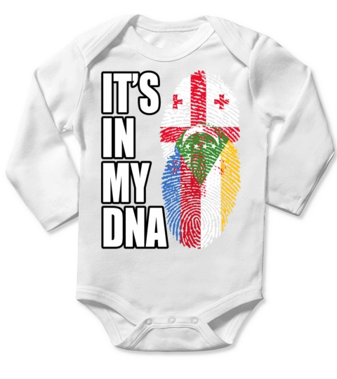 Georgian And Comoran Mix Heritage DNA Flag Long Sleeve Baby One-Piece