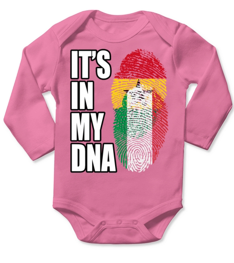 Ghanaian And Italian Mix Heritage DNA Flag Long Sleeve Baby One-Piece