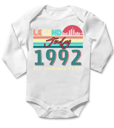 July 1992 30th Birthday Long Sleeve Baby One-Piece