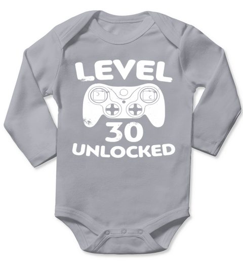Level 30 Unlocked T-Shirt Video Gamer 30th Birthday Gift Long Sleeve Baby One-Piece