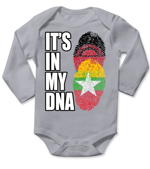 Malawian And Burmese Mix Heritage DNA Flag Long Sleeve Baby One-Piece