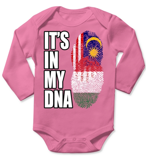 Malaysian And Hungarian Mix Heritage DNA Flag Long Sleeve Baby One-Piece