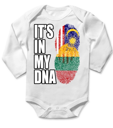 Malaysian And Lithuanian Mix Heritage DNA Flag Long Sleeve Baby One-Piece