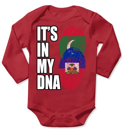 Maldivian And Haitian Mix Heritage DNA Flag Long Sleeve Baby One-Piece