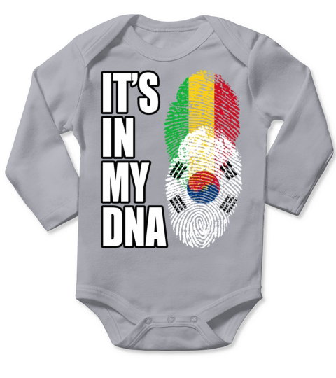Malian And South Korean Mix Heritage DNA Flag Long Sleeve Baby One-Piece