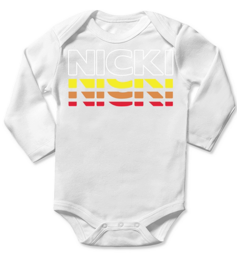 Nicki First Name Funny Vintage Sunset Nicki Long Sleeve Baby One-Piece