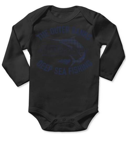 Outer Banks Deep Sea Fishing OBX Vintage Navy Blue Long Sleeve Baby One-Piece