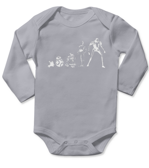 Robot Evolution Space War in the Stars Graphic Funny Parody Long Sleeve Baby One-Piece
