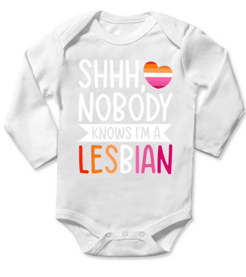 Shhh Nobody Knows I m a Lesbian LGBTQ Gay Pride Long Sleeve Baby One-Piece
