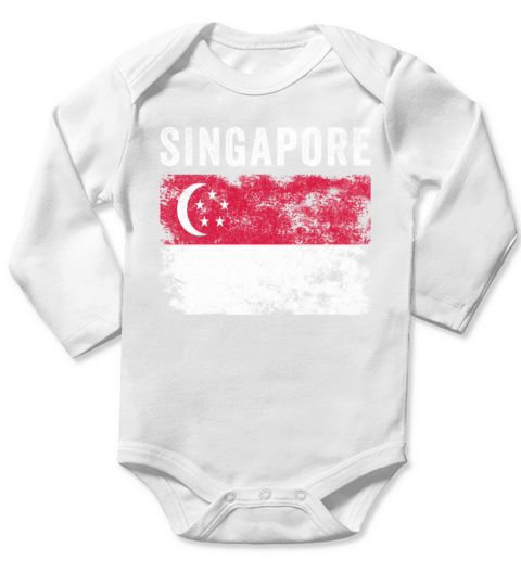 Singapore Flag Vintage Singaporean Flag Long Sleeve Baby One-Piece