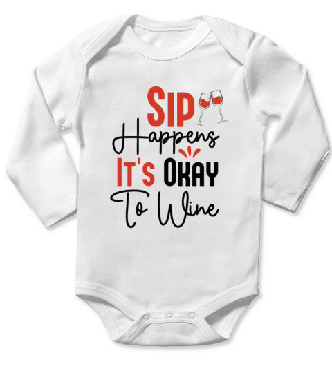 Sip Happens Long Sleeve Baby One-Piece