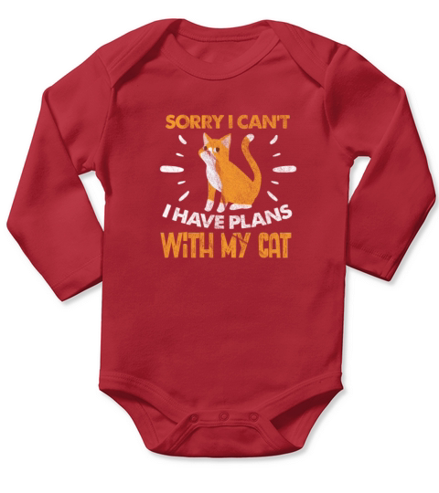 Sorry I Cant I Have Plans With My Cat Vintage Long Sleeve Baby One-Piece