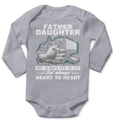 Trucker Dad And Daughter Frontside Long Sleeve Baby One-Piece